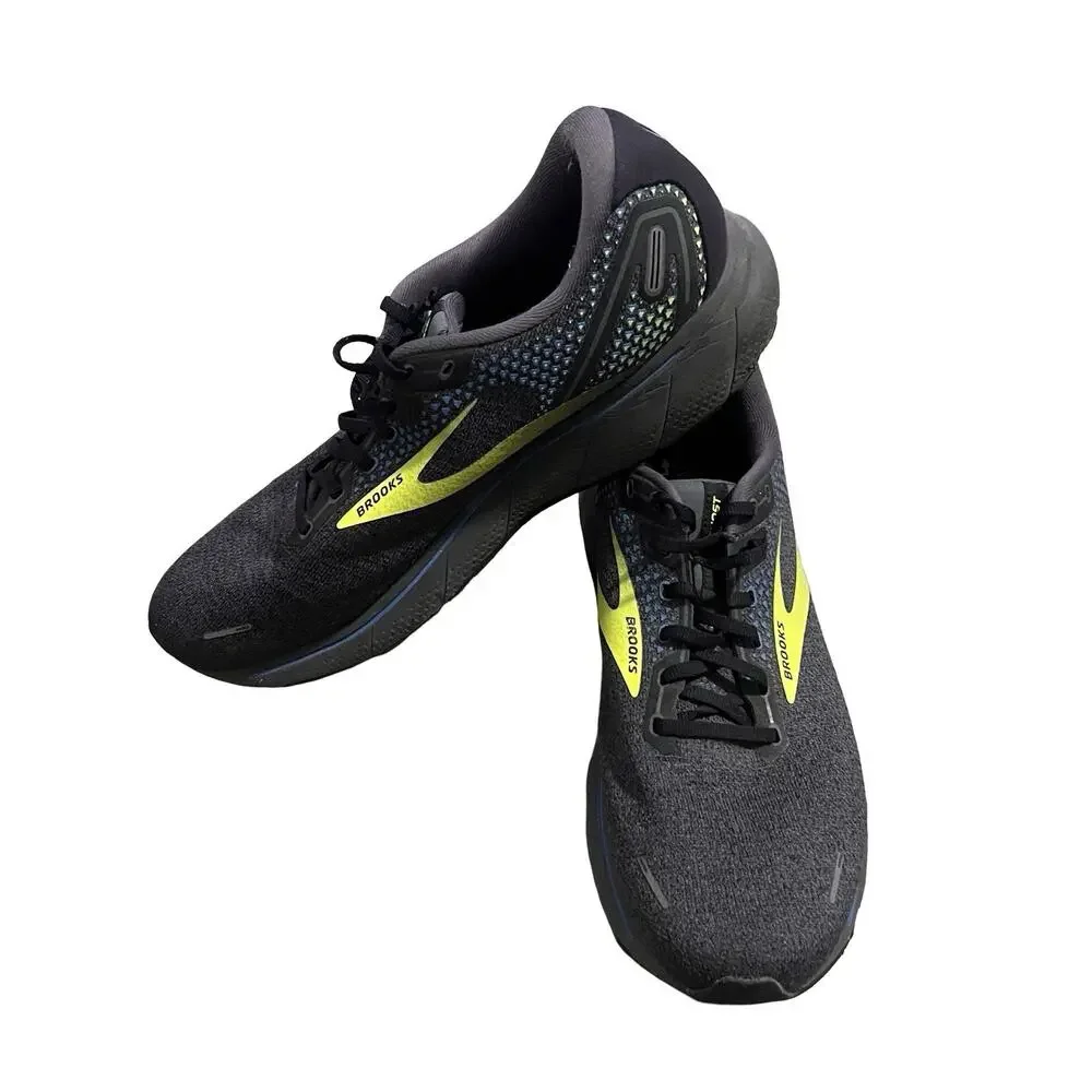 Brooks Ghost 14 Running Shoes Mens 15 D Black Yellow Cushioned Neutral